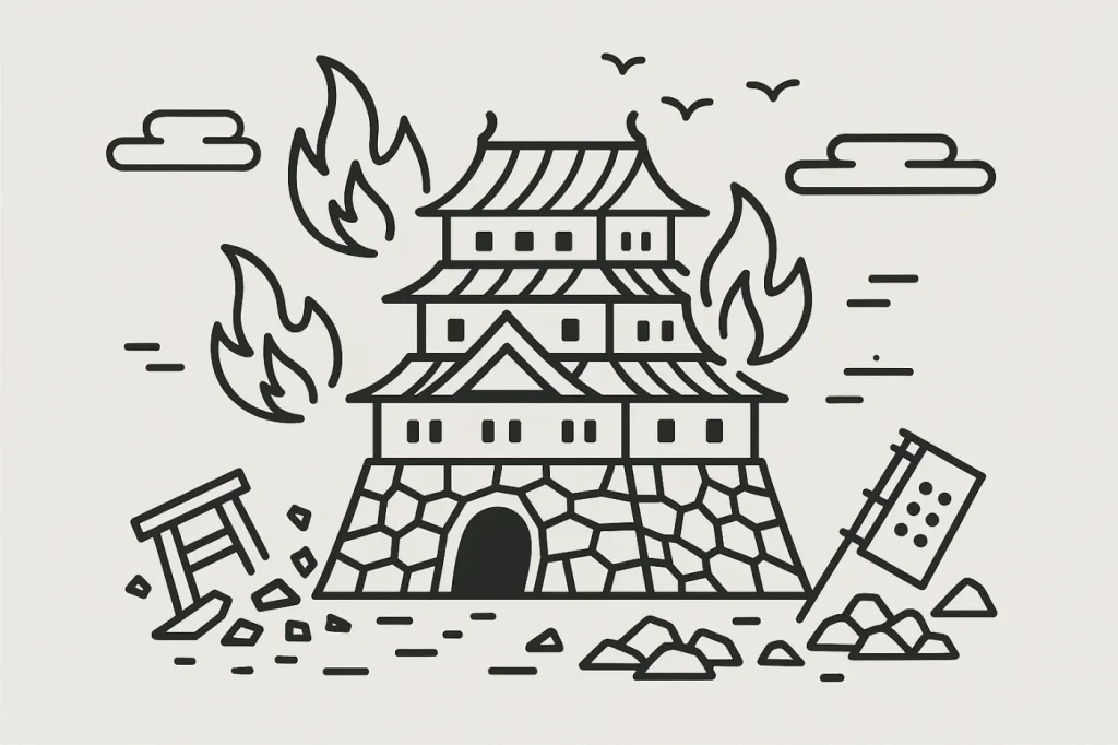 落城された城のイラスト