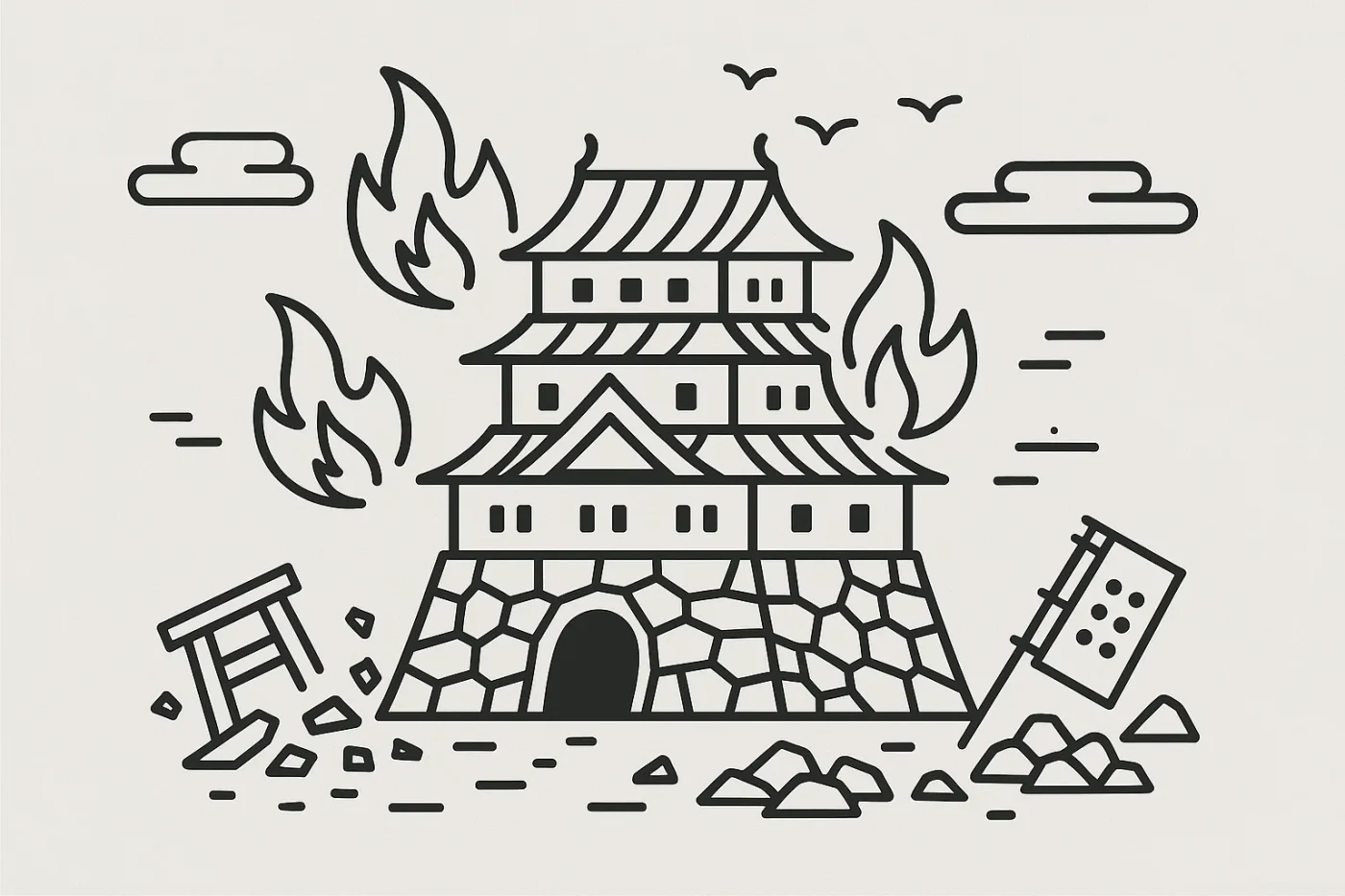 落城された城のイラスト