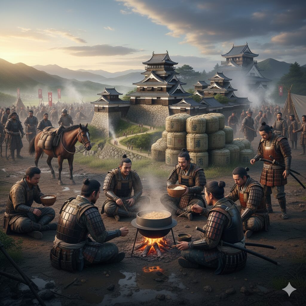 戦国時代の戦時中の食事風景