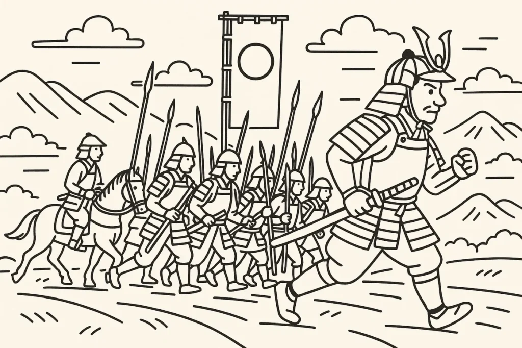 秀吉の中国大返りの様子をイラスト化