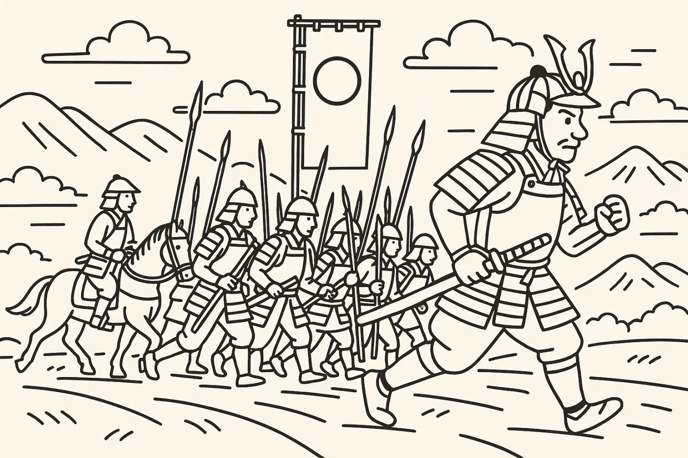 秀吉の中国大返りの様子をイラスト化