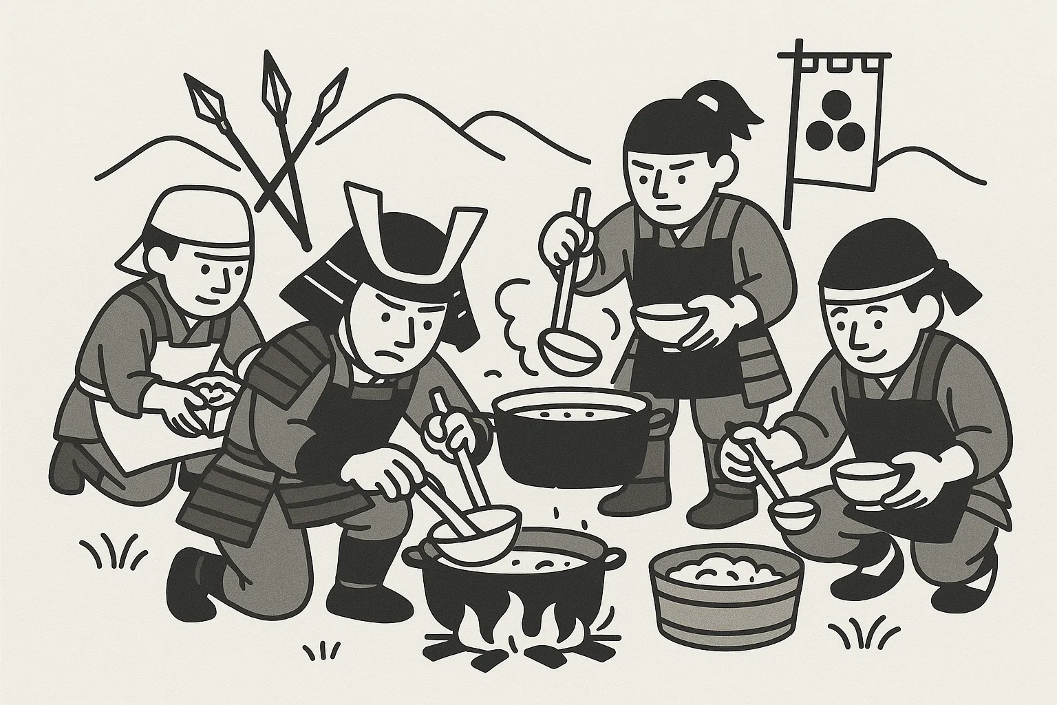 炊き出しをしている兵士