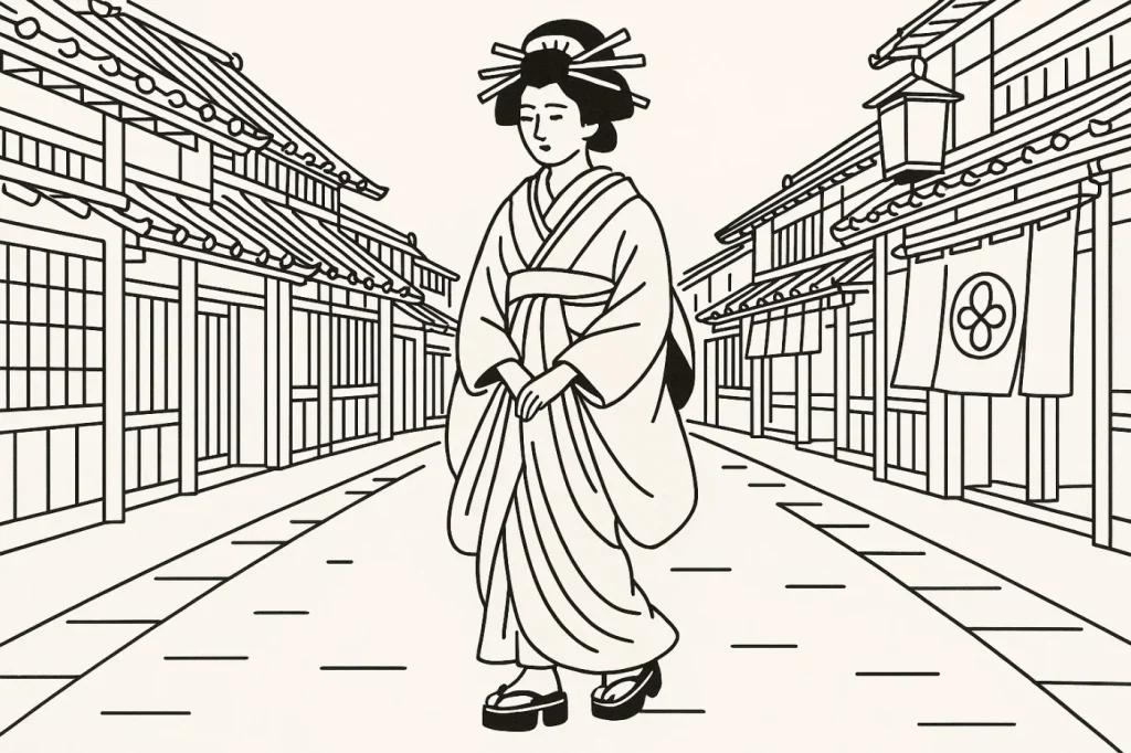 吉原を歩く花魁