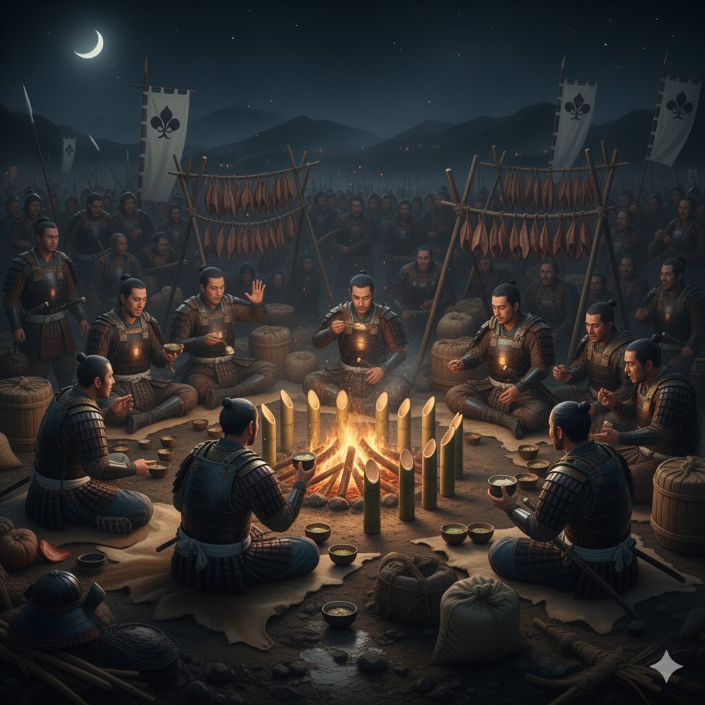 武田信玄側の食事風景