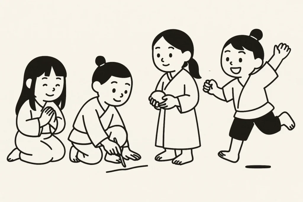 平安時代の子供たちが遊んでいる様子