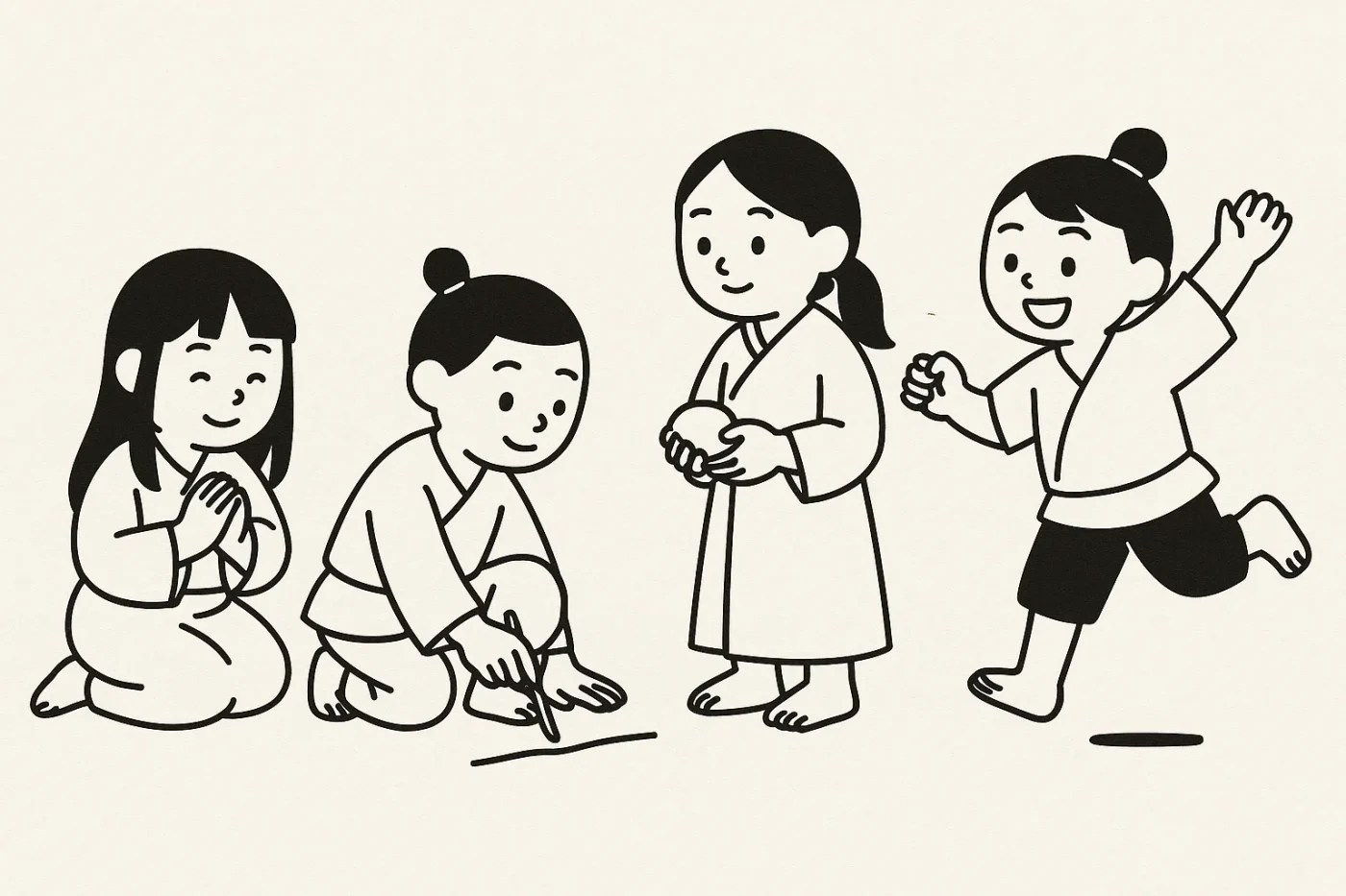平安時代の子供たちが遊んでいる様子