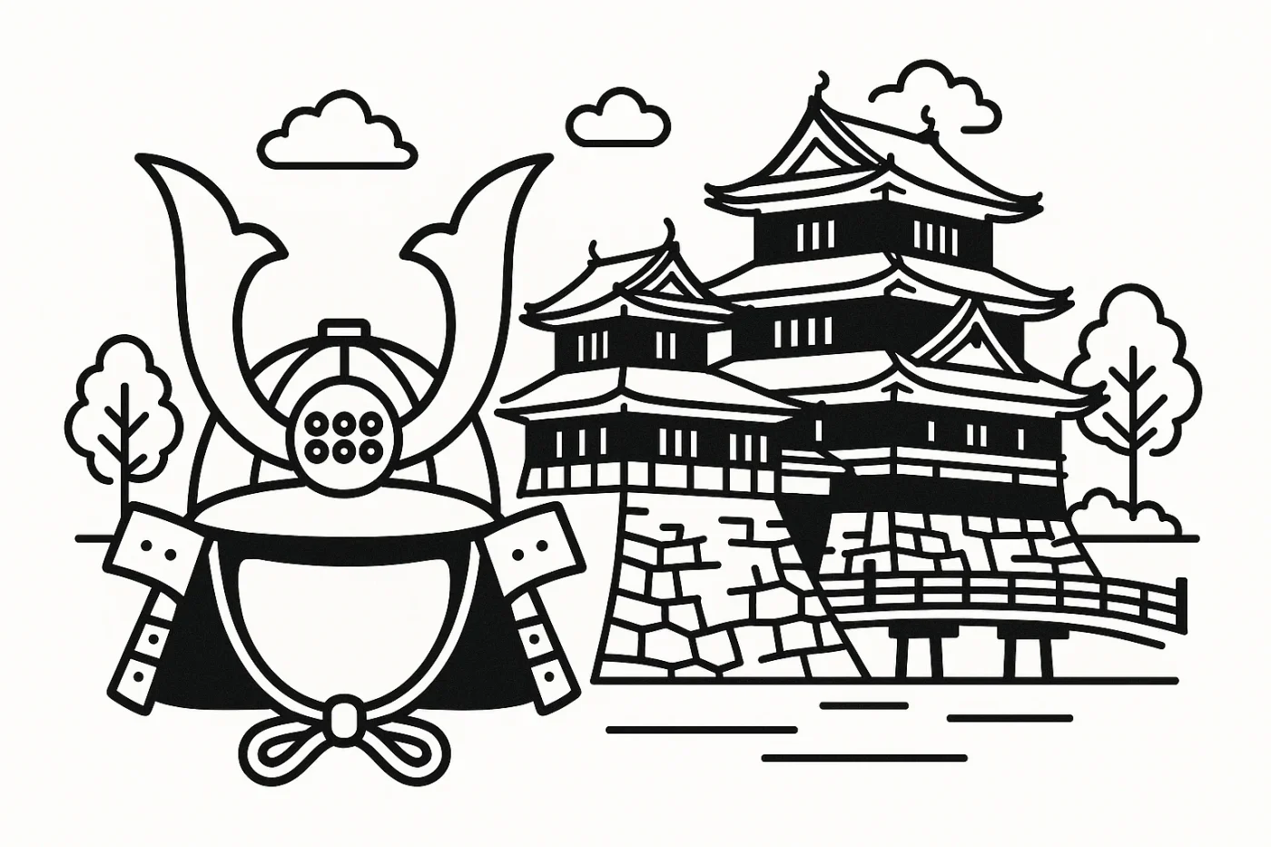 上田城と六文銭の兜